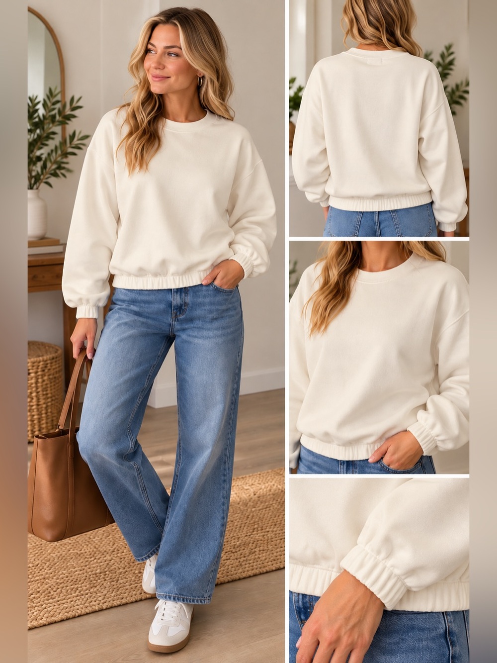 NWT Banana Republic Weekender High-Neck Elevated Sweatshirt Color Snowday